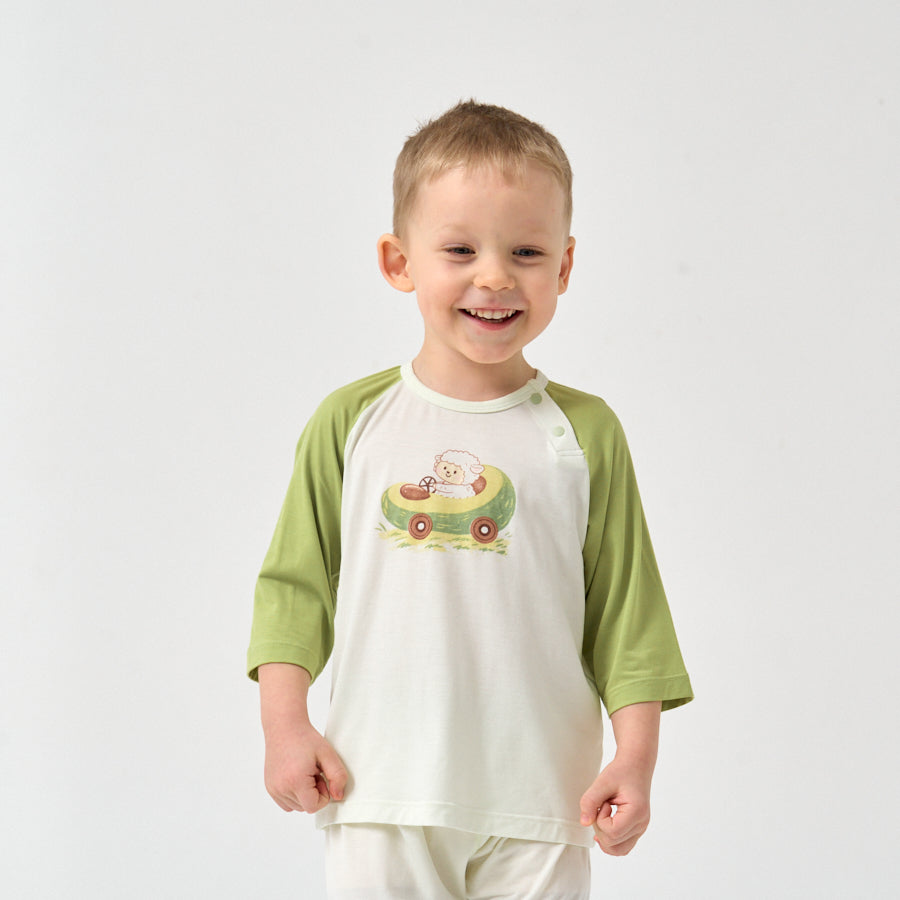 Little Plant Toddler TENCEL Modal 3/4 Sleeve Pullover - Green