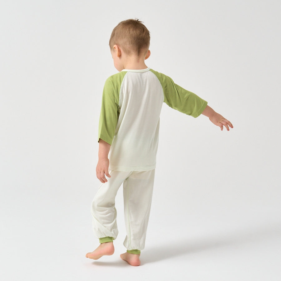 Little Plant Toddler TENCEL Modal 3/4 Sleeve Pullover - Green - lifestyle view