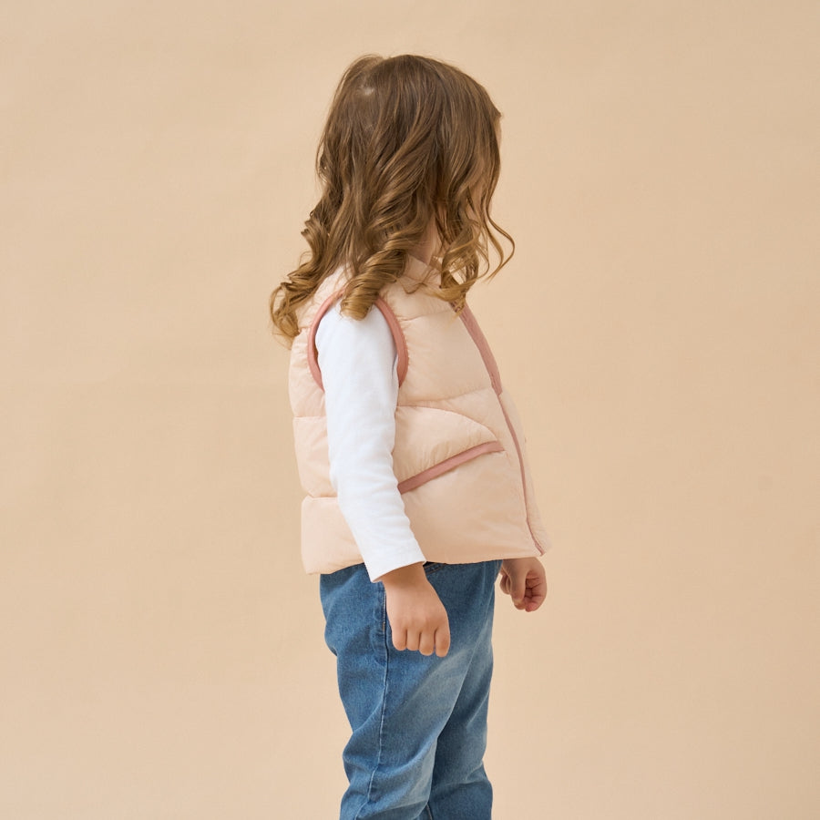 Premium White Duck Down Vest——Pink - lifestyle view