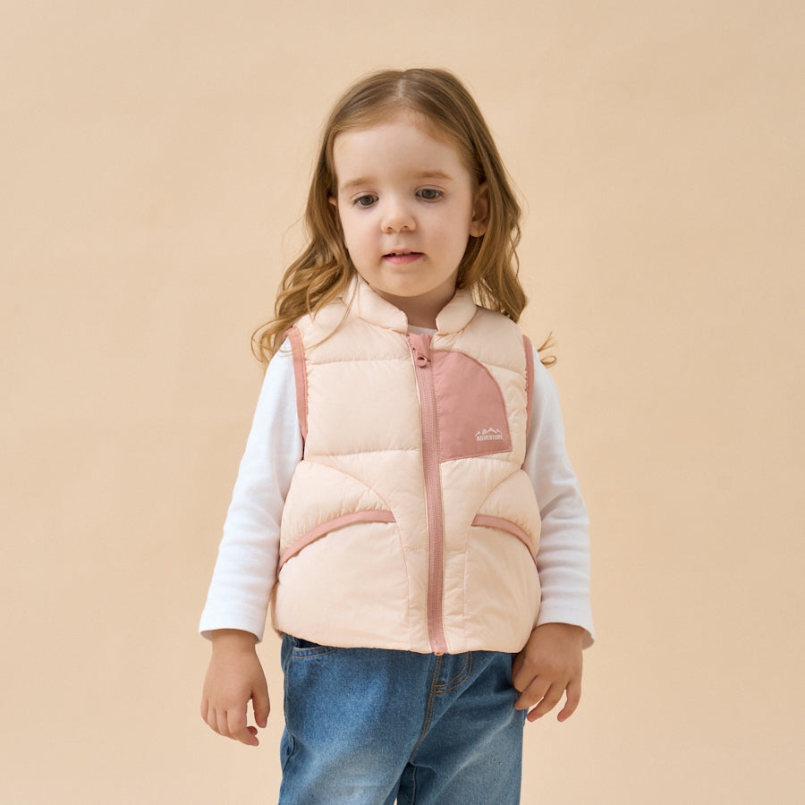 Premium White Duck Down Vest——Pink - back view