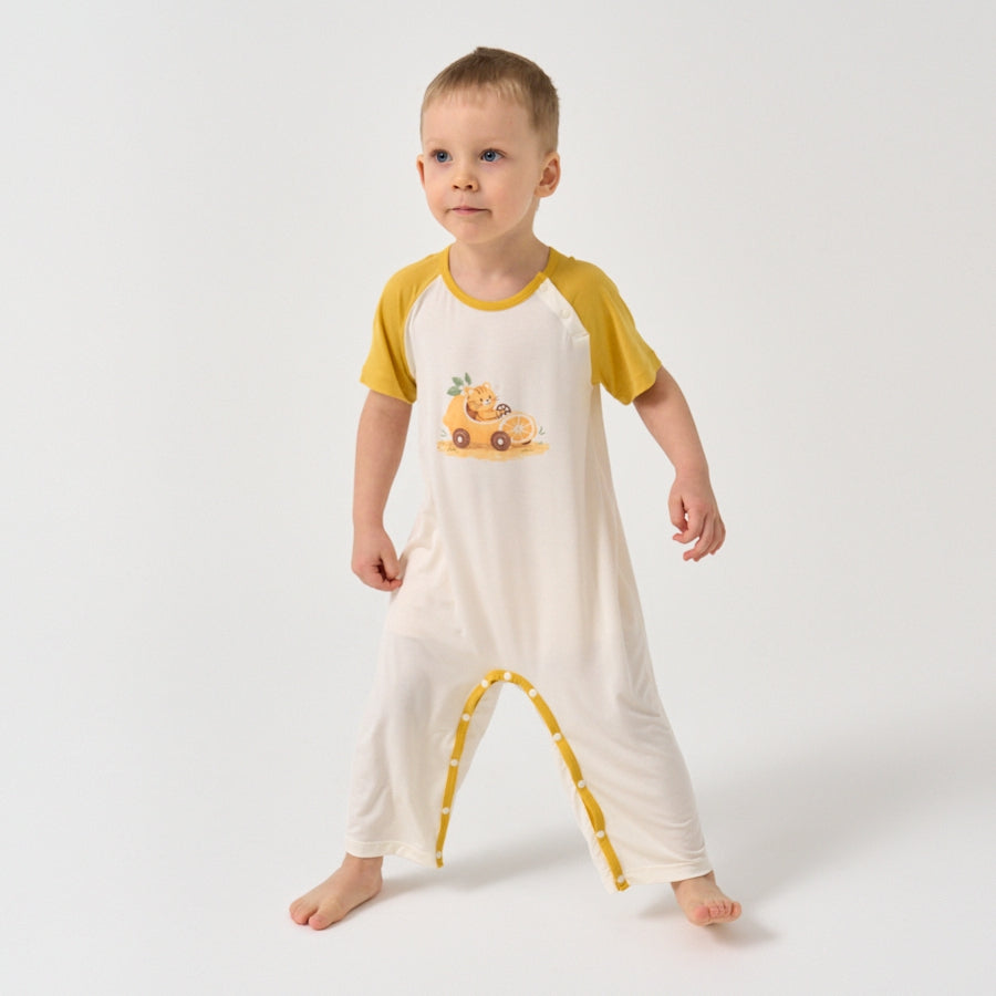 Little Plant Super Soft TENCEL Modal & Organic Cotton Romper- Yellow - detail view