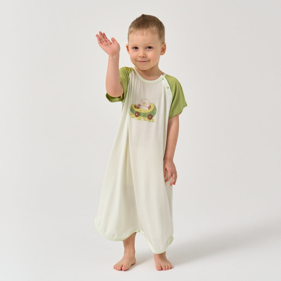 Little Plant Super Soft TENCEL Modal Robe -Green - detail view
