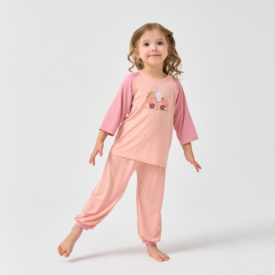Little Plant Silky Soft TENCEL Modal Mid-Rise Long Pant - Pink - back view