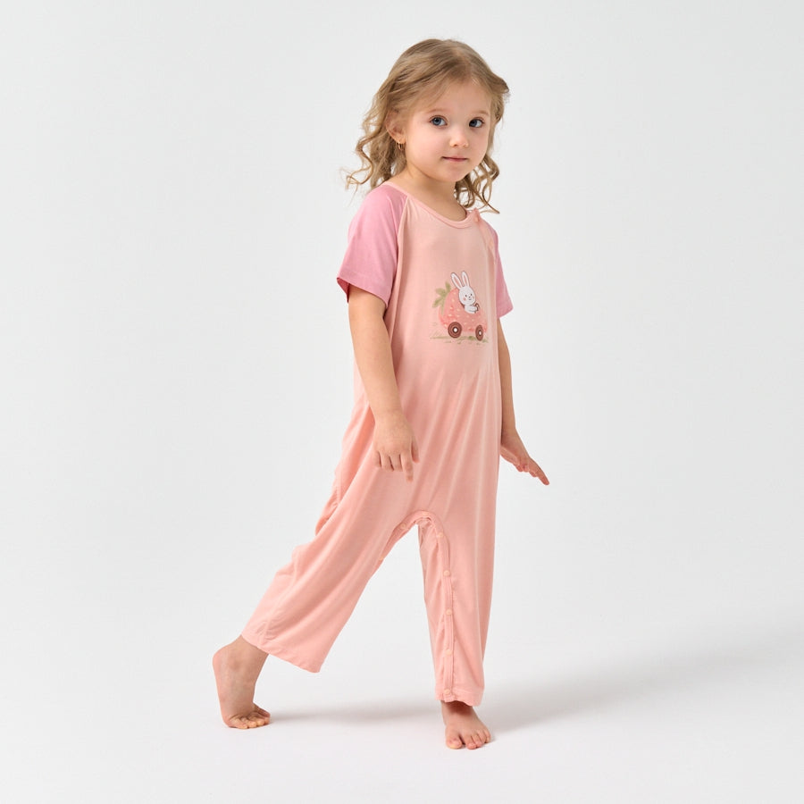 Little Plant Super Soft TENCEL Modal & Organic Cotton Romper- Pink - lifestyle view