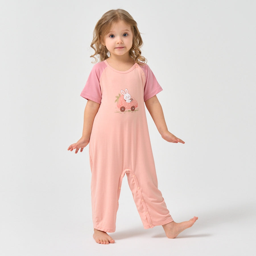 Little Plant Super Soft TENCEL Modal & Organic Cotton Romper- Pink - detail view