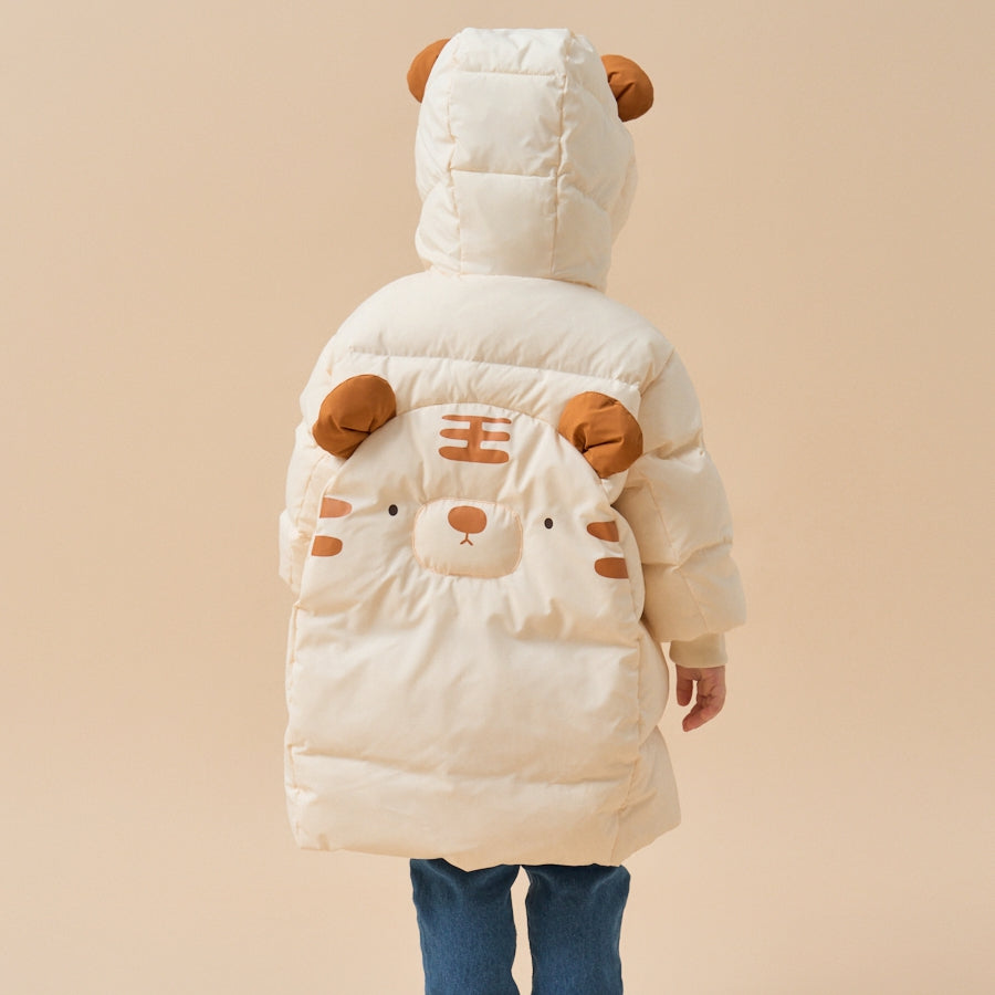 Premium White Muscovy Duck Down Jacket-White Tiger - back view