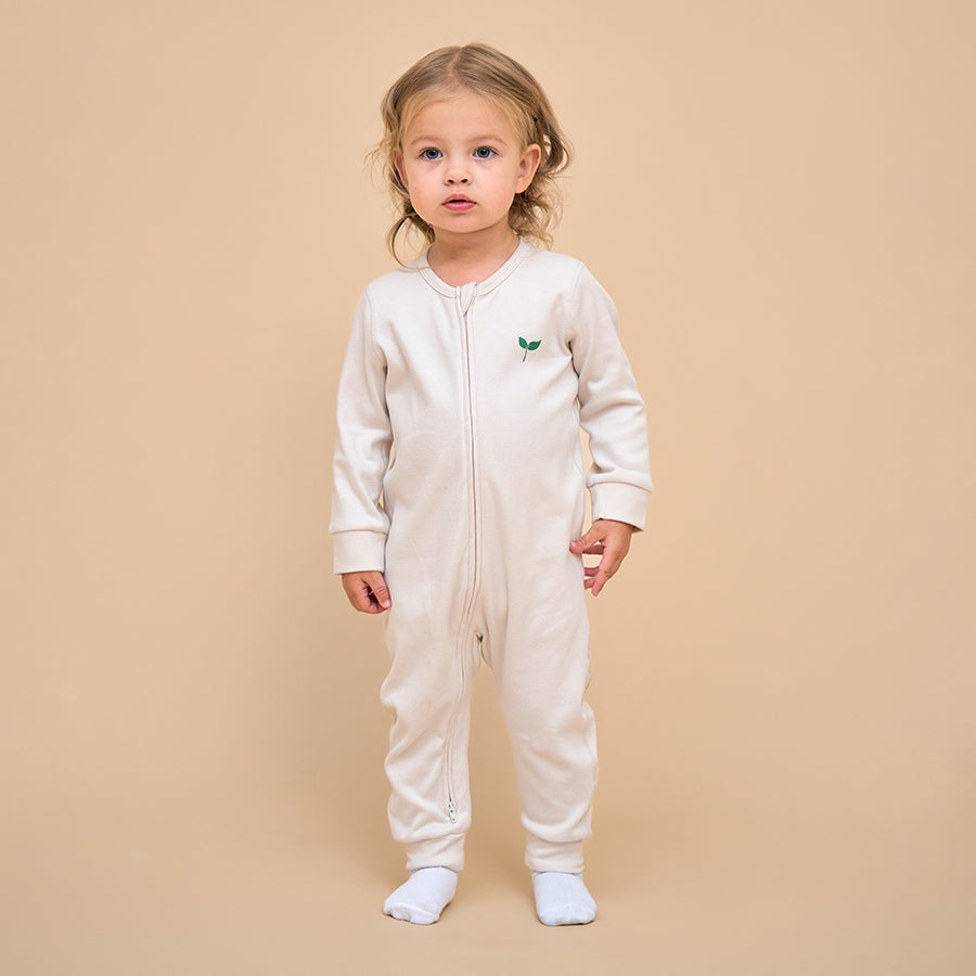 Super Soft Organic Cotton 2-Way Zip Sleep & Play Pajama - Light Grey
