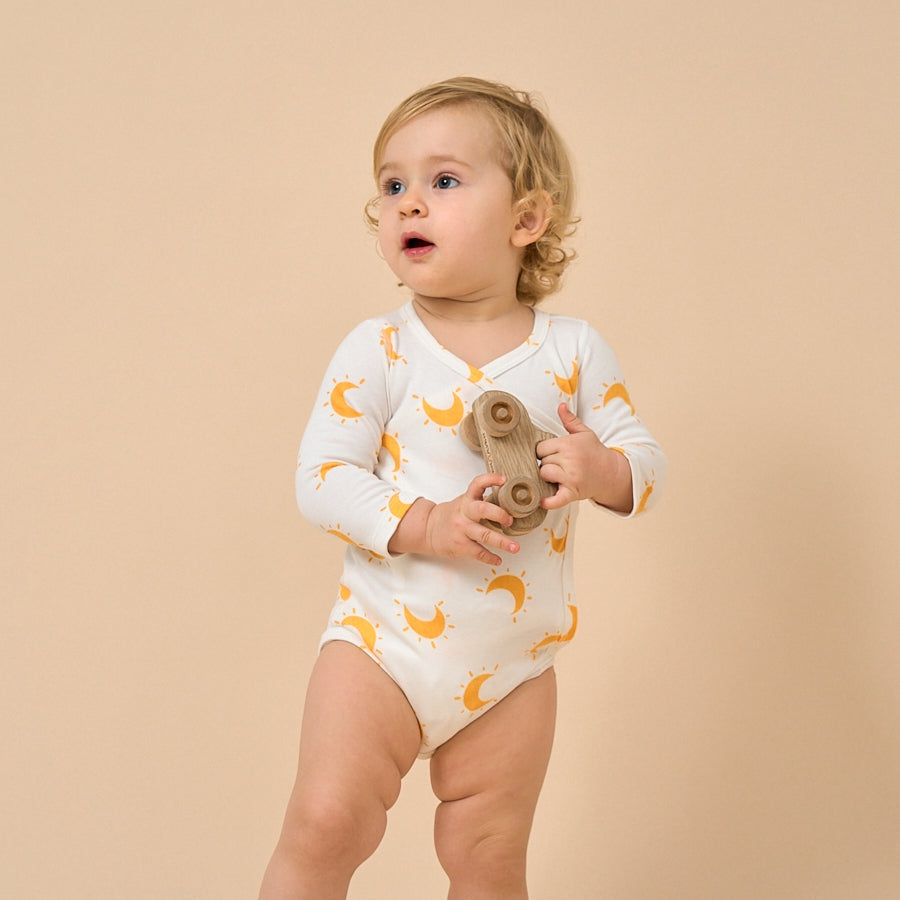 Super Soft TENCEL Modal & Organic Cotton Side-Snap Bodysuit - Yellow Moon