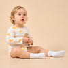 Super Soft TENCEL Modal & Organic Cotton Bodysuit Long Sleeve - Yellow Moon - close-up view