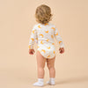 Super Soft TENCEL Modal & Organic Cotton Bodysuit Long Sleeve - Yellow Moon - detail view