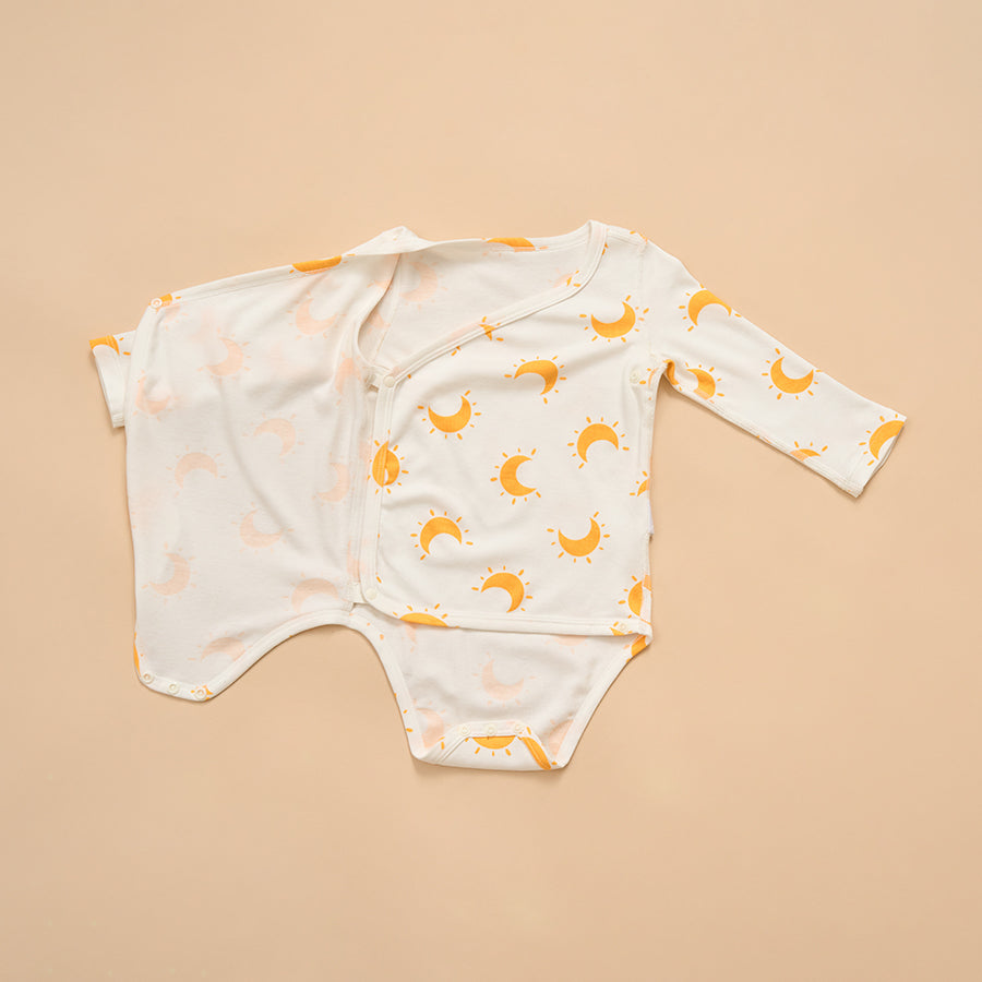 Super Soft TENCEL Modal & Organic Cotton Side-Snap Bodysuit - Yellow Moon - back view