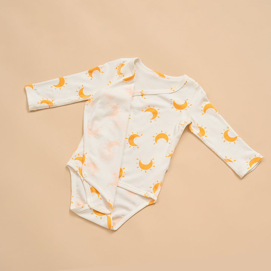 Super Soft TENCEL Modal & Organic Cotton Side-Snap Bodysuit - Yellow Moon - detail view
