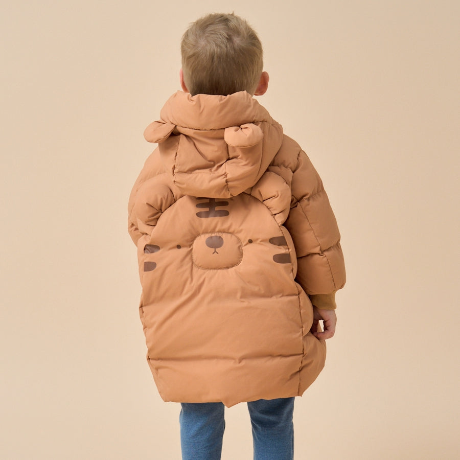 Premium White Muscovy Duck Down Jacket-Brown Tiger - back view