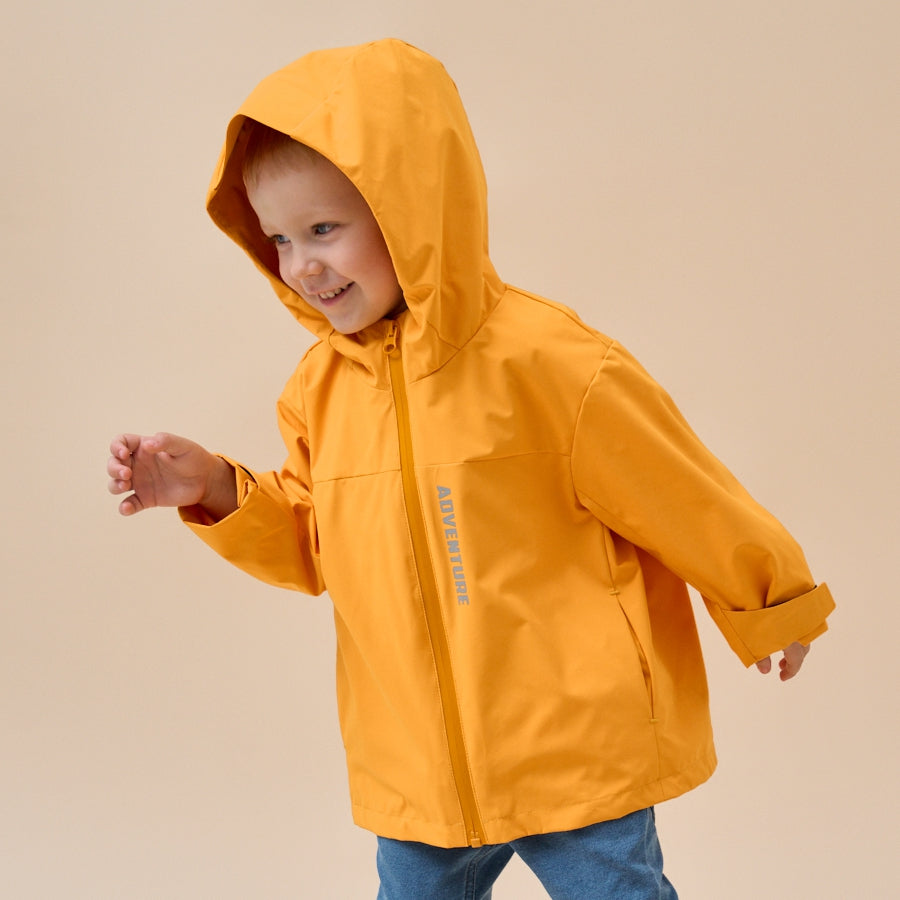 Premium White Duck Down Children’s Waterproof Outdoor Jacket——Yellow - back view