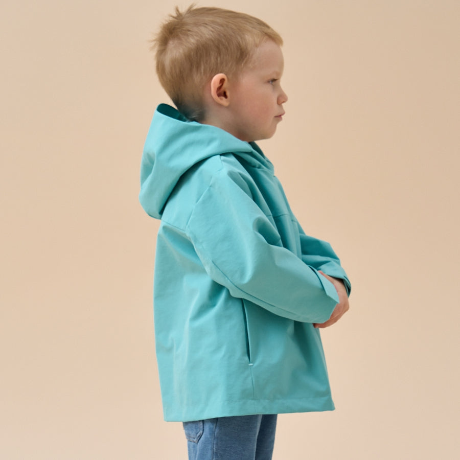 Children’s Waterproof Outdoor Jacket——Cyan - close-up view