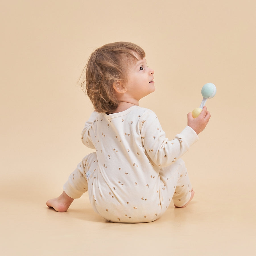 Super Soft Pima Cotton 2-Way Zip Sleep & Play Pajama - Flower - lifestyle view