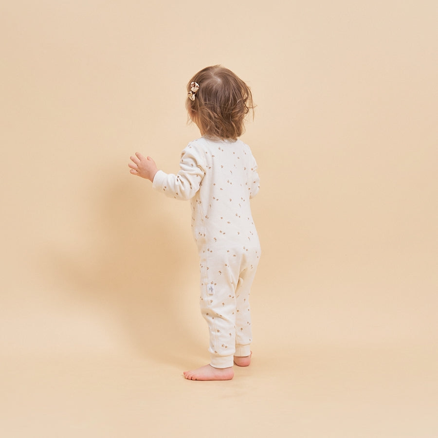 Super Soft Pima Cotton 2-Way Zip Sleep & Play Pajama - Flower - detail view