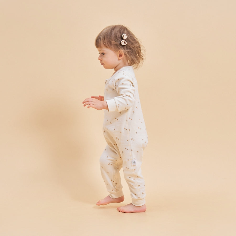 Super Soft Pima Cotton 2-Way Zip Sleep & Play Pajama - Flower - back view