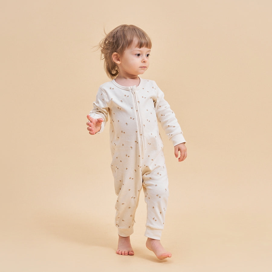 Super Soft Pima Cotton 2-Way Zip Sleep & Play Pajama - Flower