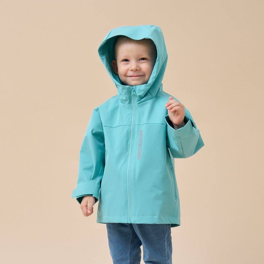 Children’s Waterproof Outdoor Jacket——Cyan - back view