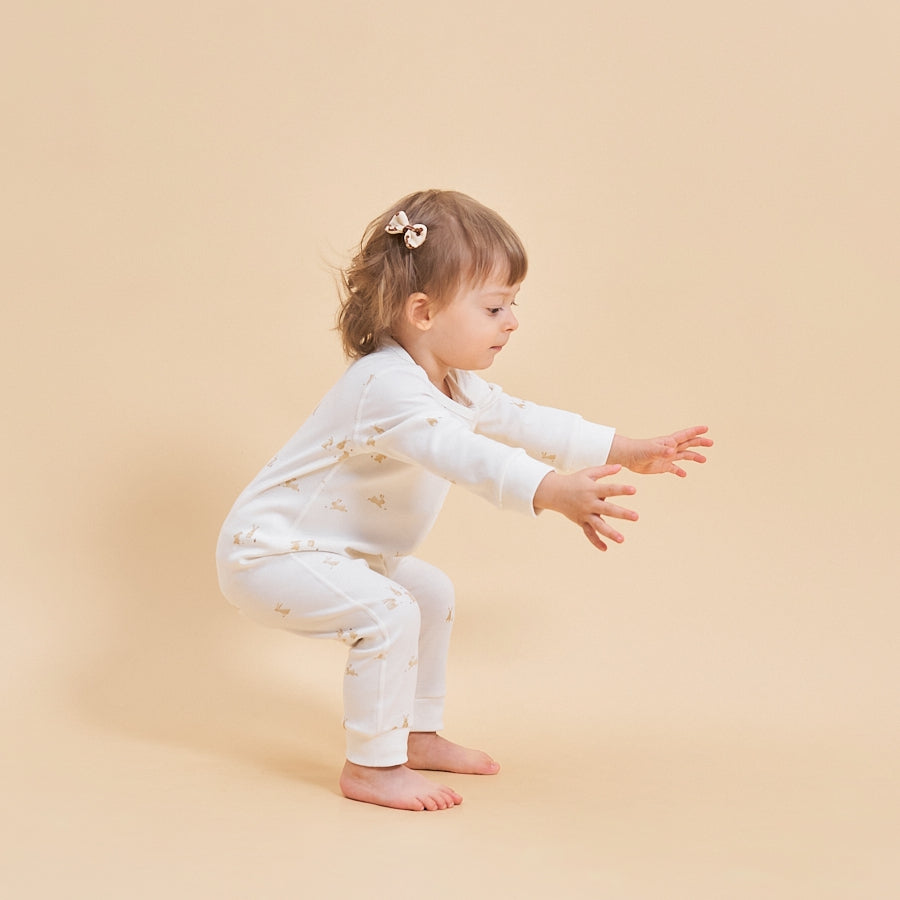 Super Soft Pima Cotton 2-Way Zip Sleep & Play Pajama - Bunny - detail view