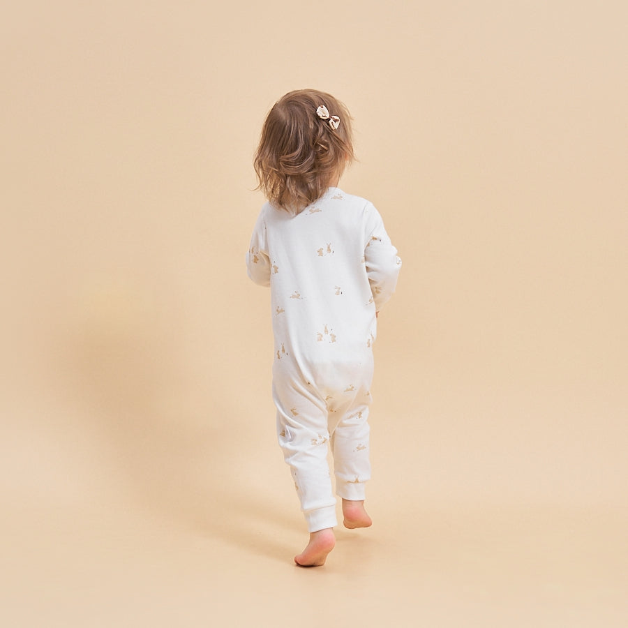 Super Soft Pima Cotton 2-Way Zip Sleep & Play Pajama - Bunny - close-up view