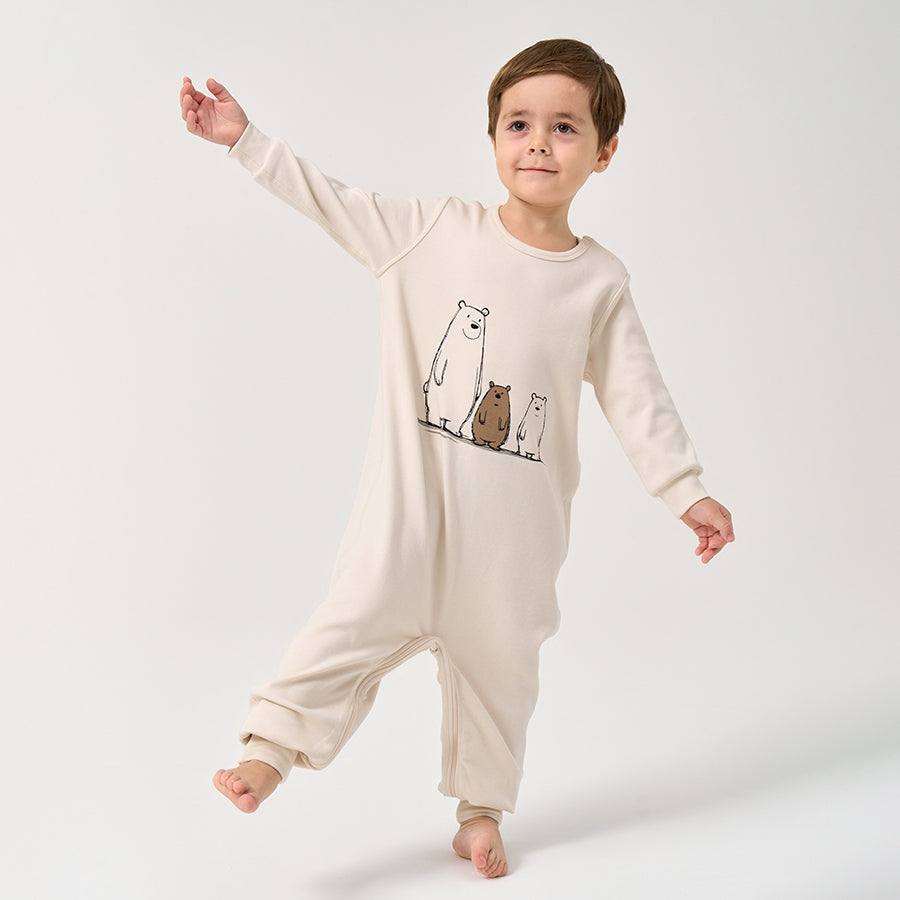 Super Soft TENCEL Modal & Organic Cotton Footie Crotch Zipper Pajama - Three Bear - close-up view