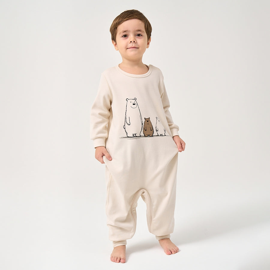 Super Soft TENCEL Modal & Organic Cotton Footie Crotch Zipper Pajama - Three Bear - detail view
