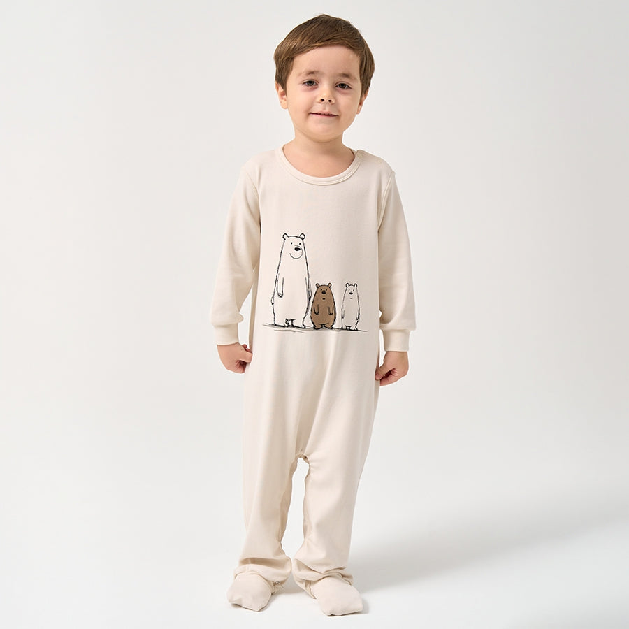 Super Soft TENCEL Modal & Organic Cotton Footie Crotch Zipper Pajama - Three Bear - back view