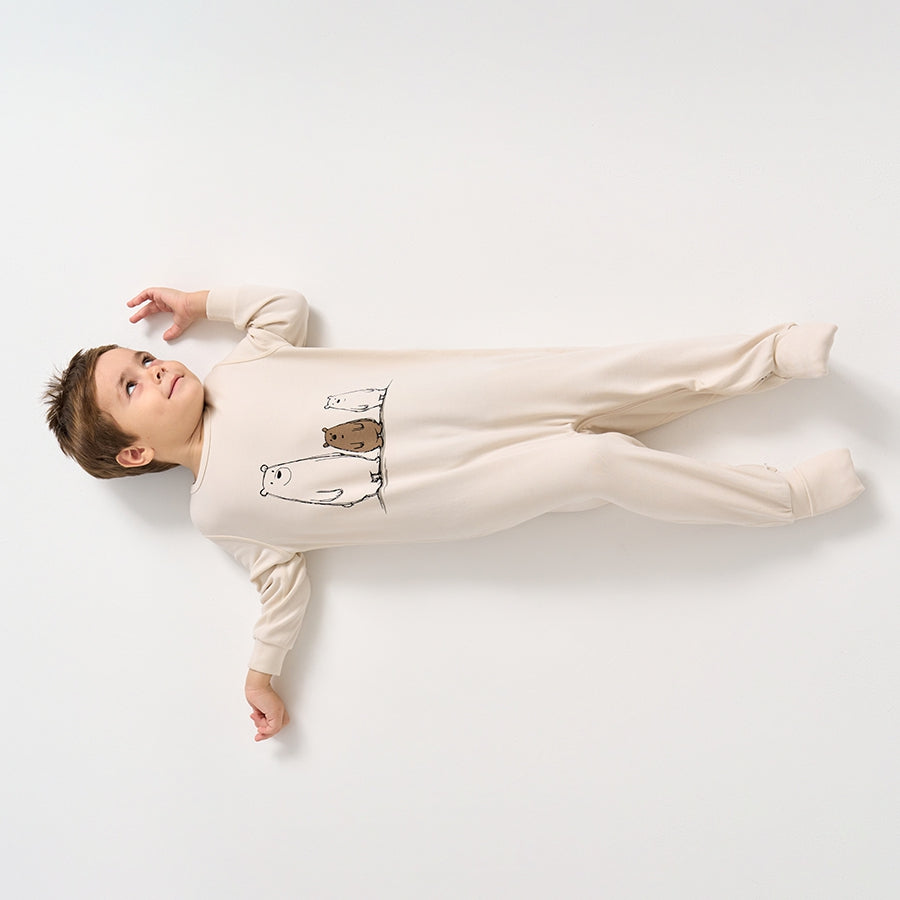 Super Soft TENCEL Modal & Organic Cotton Footie Crotch Zipper Pajama - Three Bear - lifestyle view