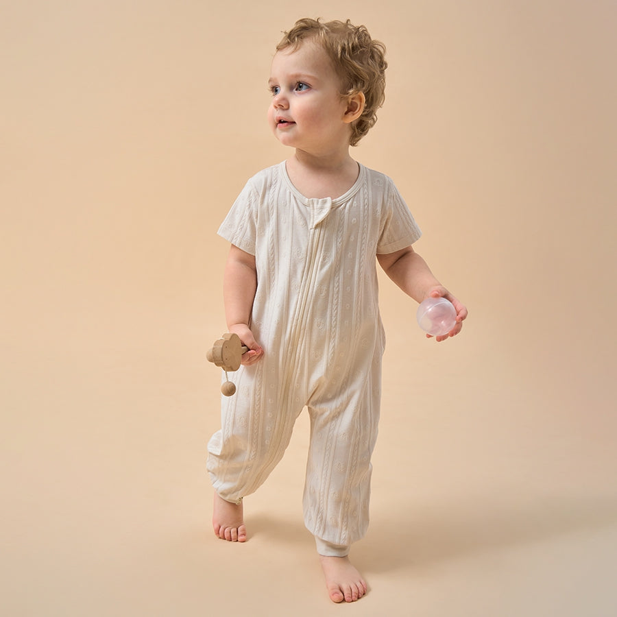 Baby Modal Zipper Pajamas Soft Sleepwear - Light Brown - alternate view