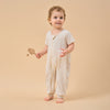 Baby Modal Zipper Pajamas Soft Sleepwear - Light Brown - close-up view