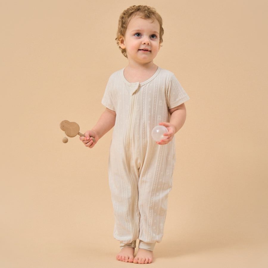 Baby Modal Zipper Pajamas Soft Sleepwear - Light Brown