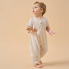 Baby Modal Zipper Pajamas Soft Sleepwear - Light Brown - back view