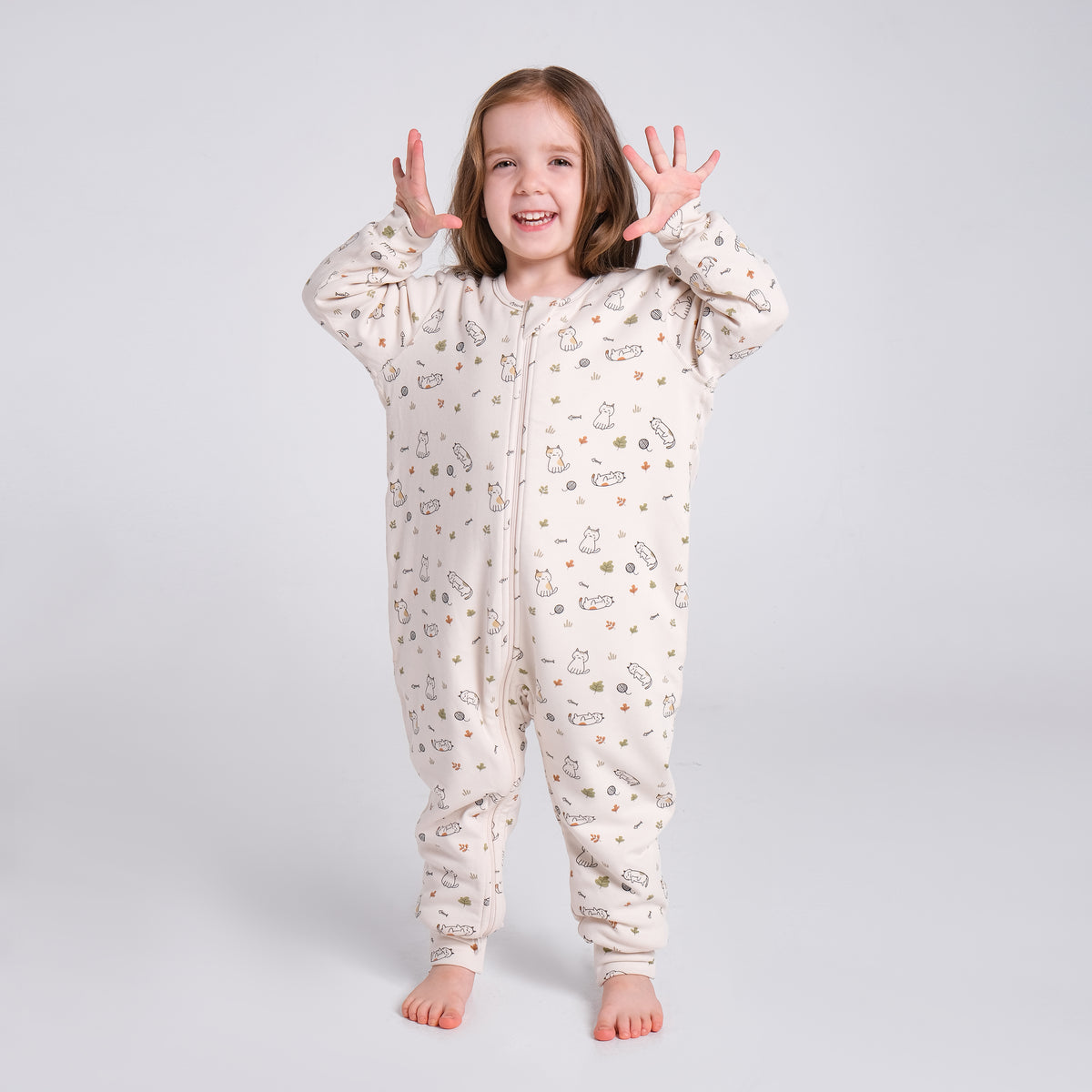 Toddler Girls' TENCEL™ Modal & Organic Cotton Two-Way Zip Pajama - Light Beige