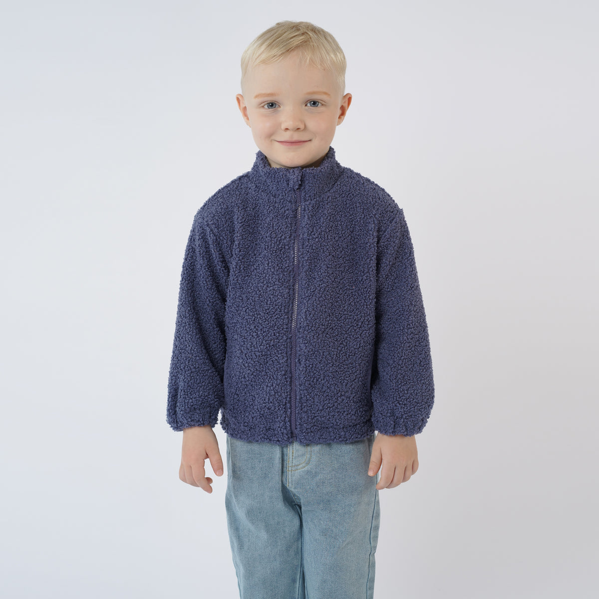 Boys'  Teddy Fleece Zip Front Jacket - Blue