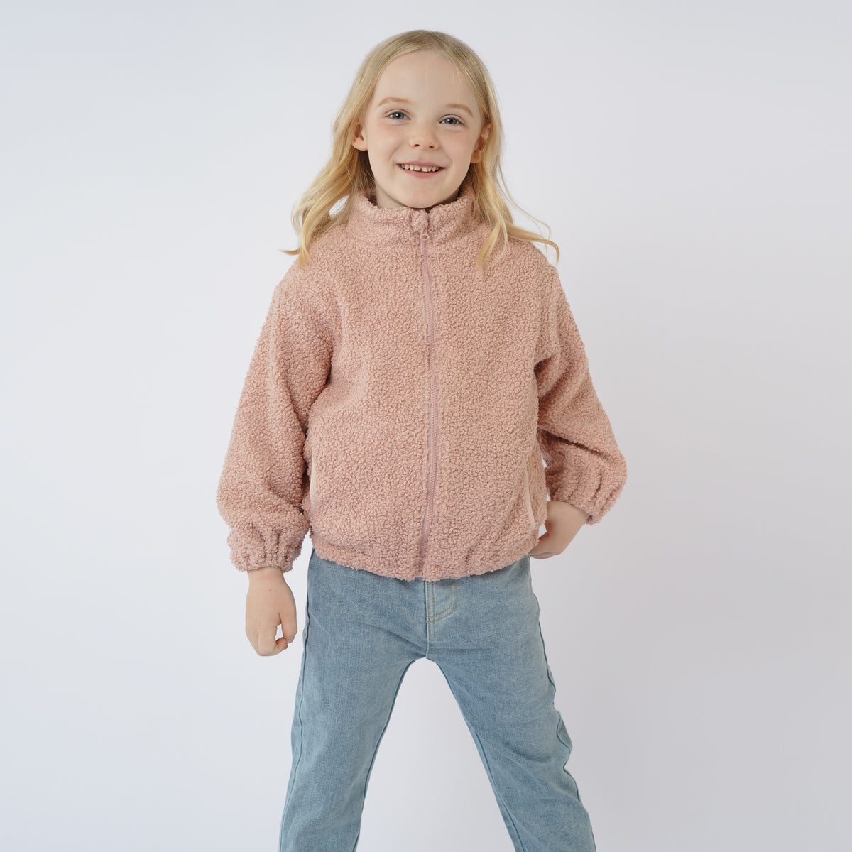 Girls'  Teddy Fleece Zip Front Jacket