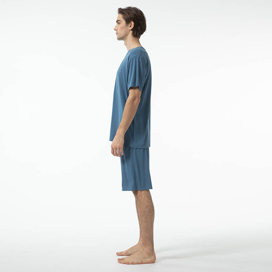 Silky Soft Adult TENCEL Modal Pajama Set - Blue - back view