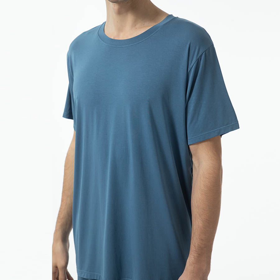 Silky Soft Adult TENCEL Modal Pajama Set - Blue - close-up view