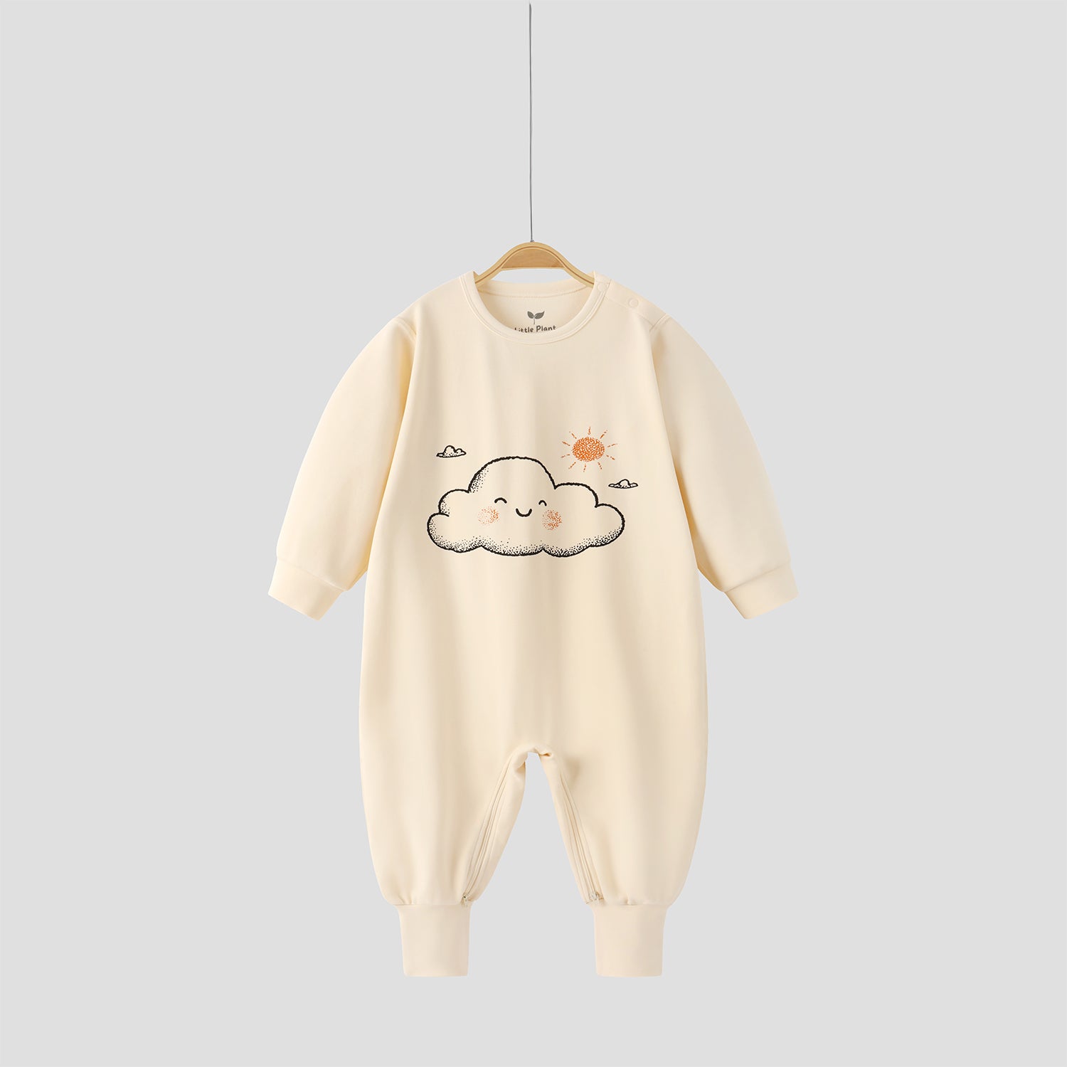 Super Soft TENCEL Modal & Organic Cotton Footie Crotch Zipper Pajama - Smile Cloud