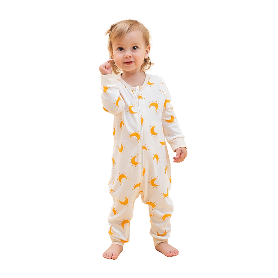 Super Soft TENCEL Modal & Organic Cotton 2-Way Zip Sleep & Play Pajama - Yellow Moon