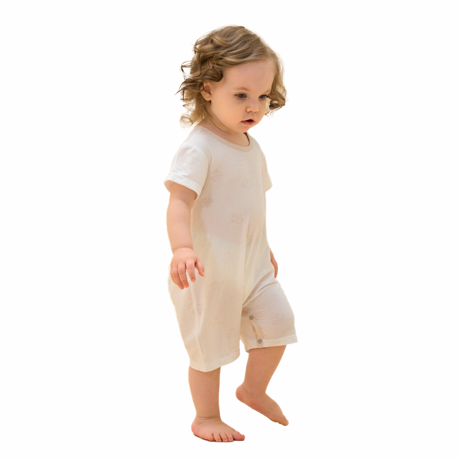 Silky Soft TENCEL Modal Lightweight Jacquard Romper - White Panda