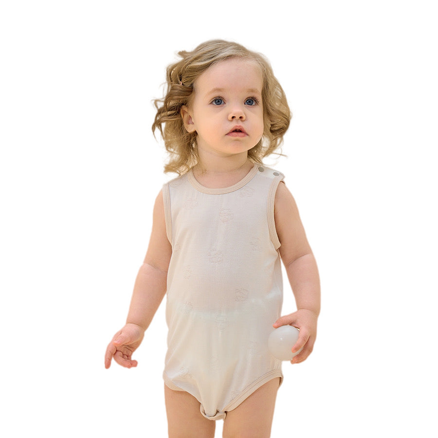 Silky Soft TENCEL Modal Jacquard Tank Bodysuit - White Panda