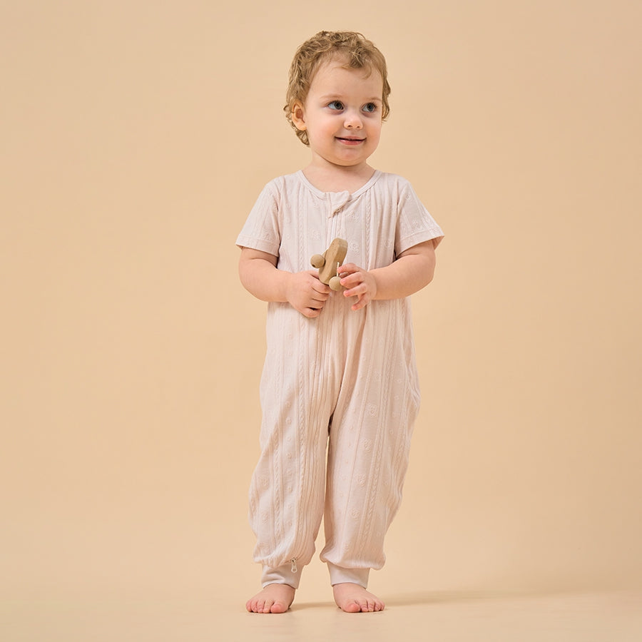 Baby Modal 2-Way Zip Pajamas Soft Sleepwear- Pink Bear - back view